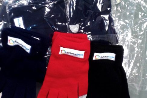 Gloves with company logo