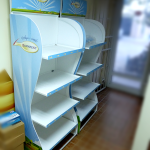Advertising shelves for Famileks, advertising agencyAdvertising shelves for Famileks, advertising agency