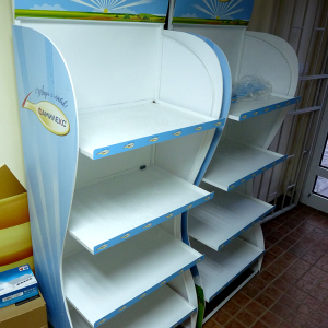 Advertising shelves for Famileks, advertising agency