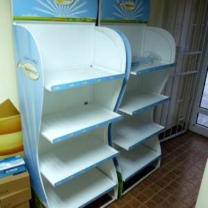 Advertising shelves for Famileks, advertising agency